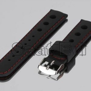 IMG 0196 siyah kırmızı dikisli kaucuk saat kayis