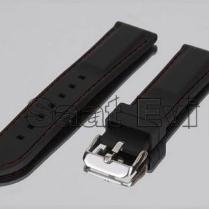 IMG 0200 siyah kırmızı dikisli kaucuk saat kayis